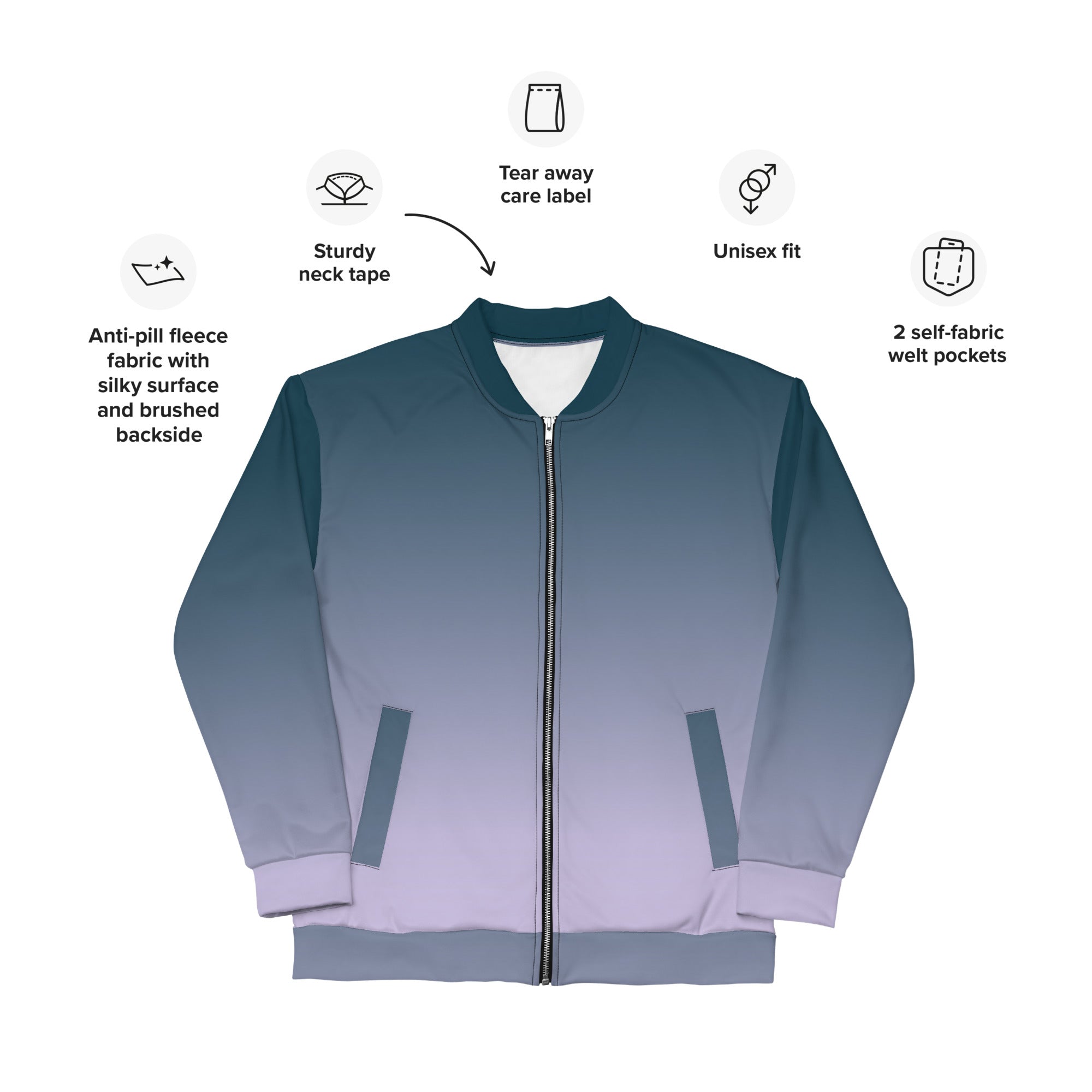 Unisex Gradient Color Bomber Jacket - Hand-Sewn, Breathable, and OEKO-TEX 100 Certified