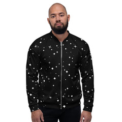 Star Pattern Unisex Bomber Jacket Hand-Sewn, and Oeko- Tex 100 Certified