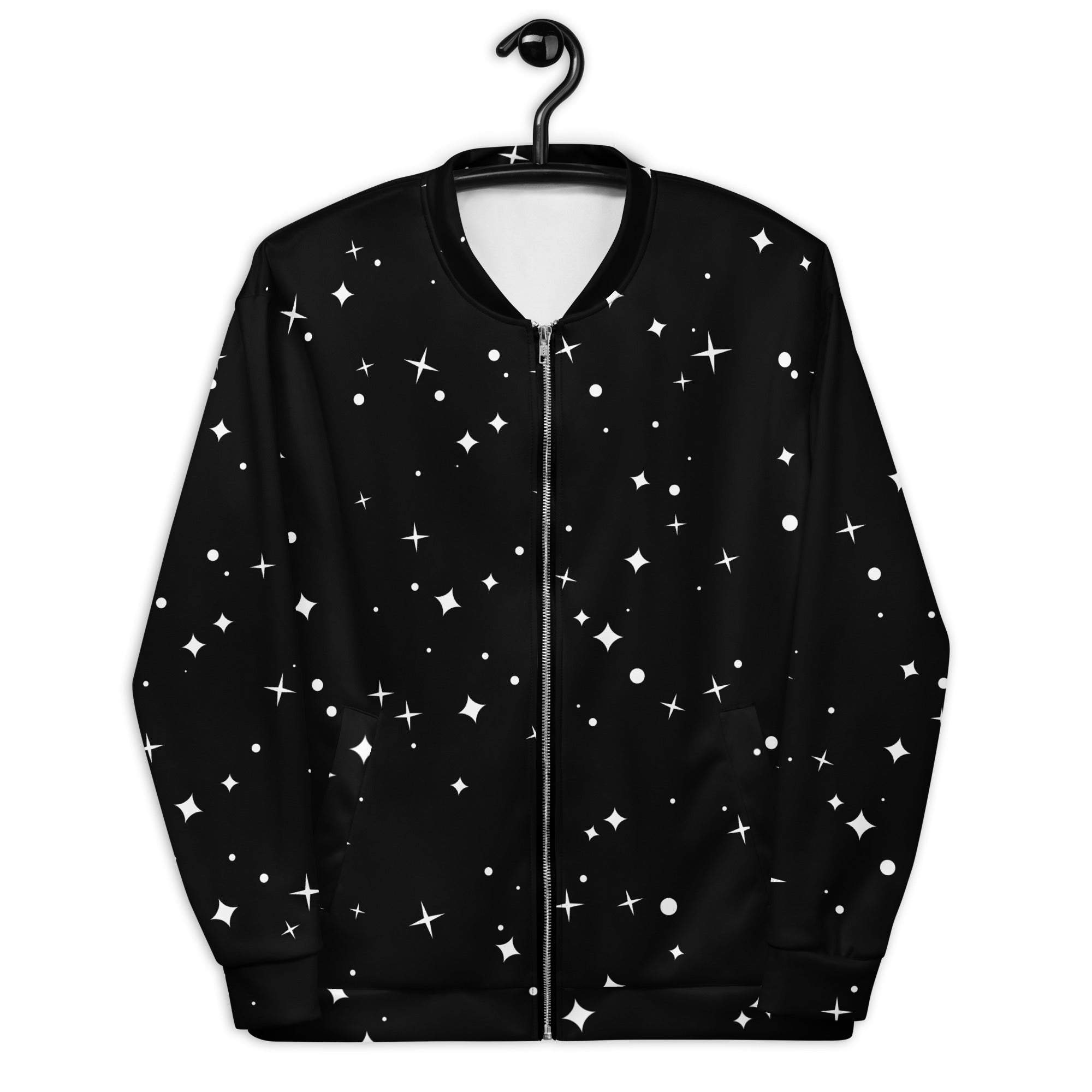 Star Pattern Unisex Bomber Jacket Hand-Sewn, and Oeko- Tex 100 Certified