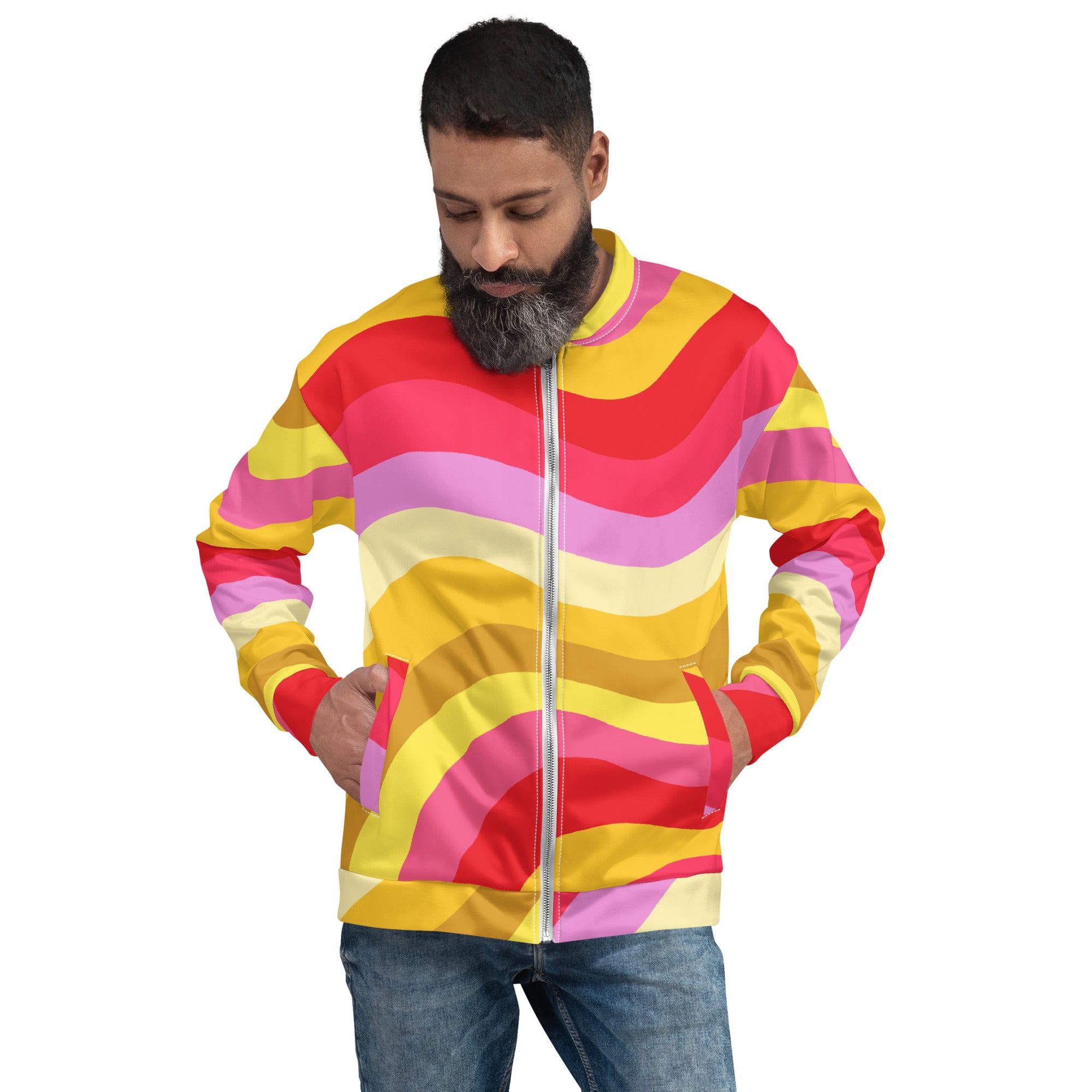 Colorful Unisex Bomber Jacket Hand-Sewn, And Oeko- Tex 100 Certified