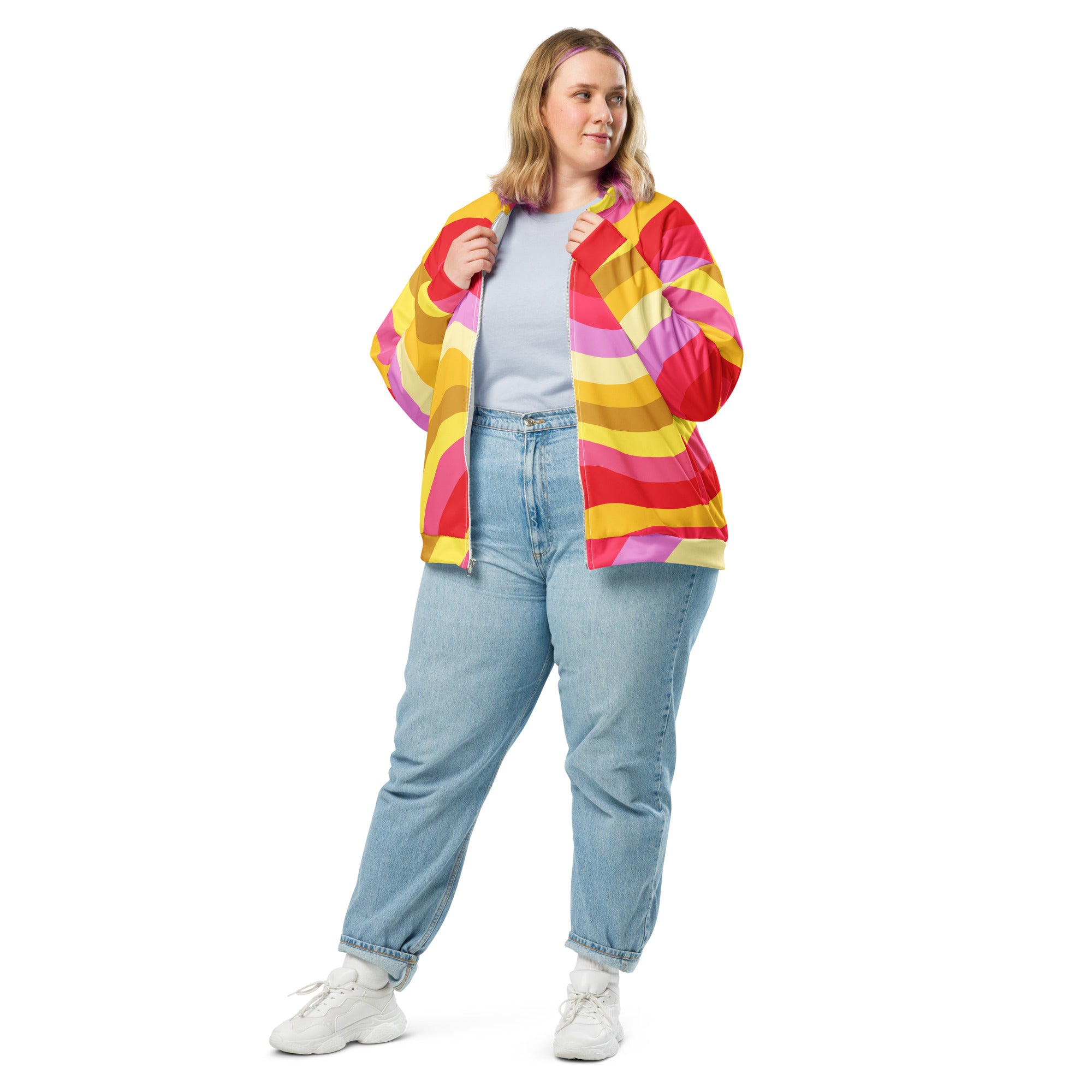 Colorful Unisex Bomber Jacket Hand-Sewn, And Oeko- Tex 100 Certified