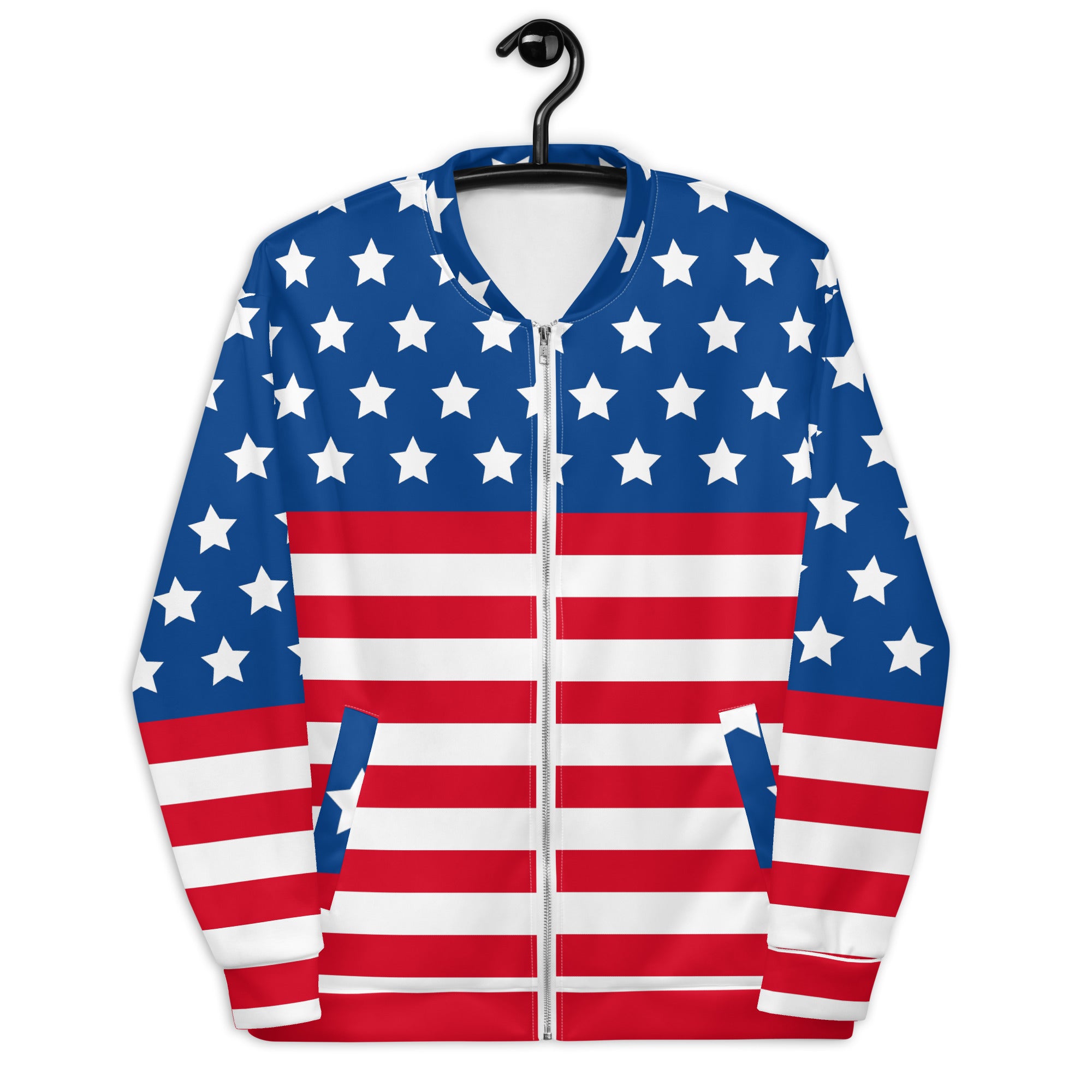 Unisex Bomber Jacket With USA Flag Design Hand-Sewn, And Oeko- Tex 100 Certified