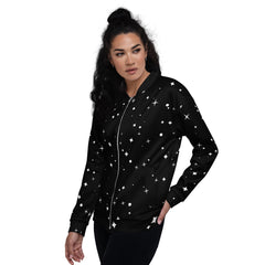 Star Pattern Unisex Bomber Jacket Hand-Sewn, and Oeko- Tex 100 Certified