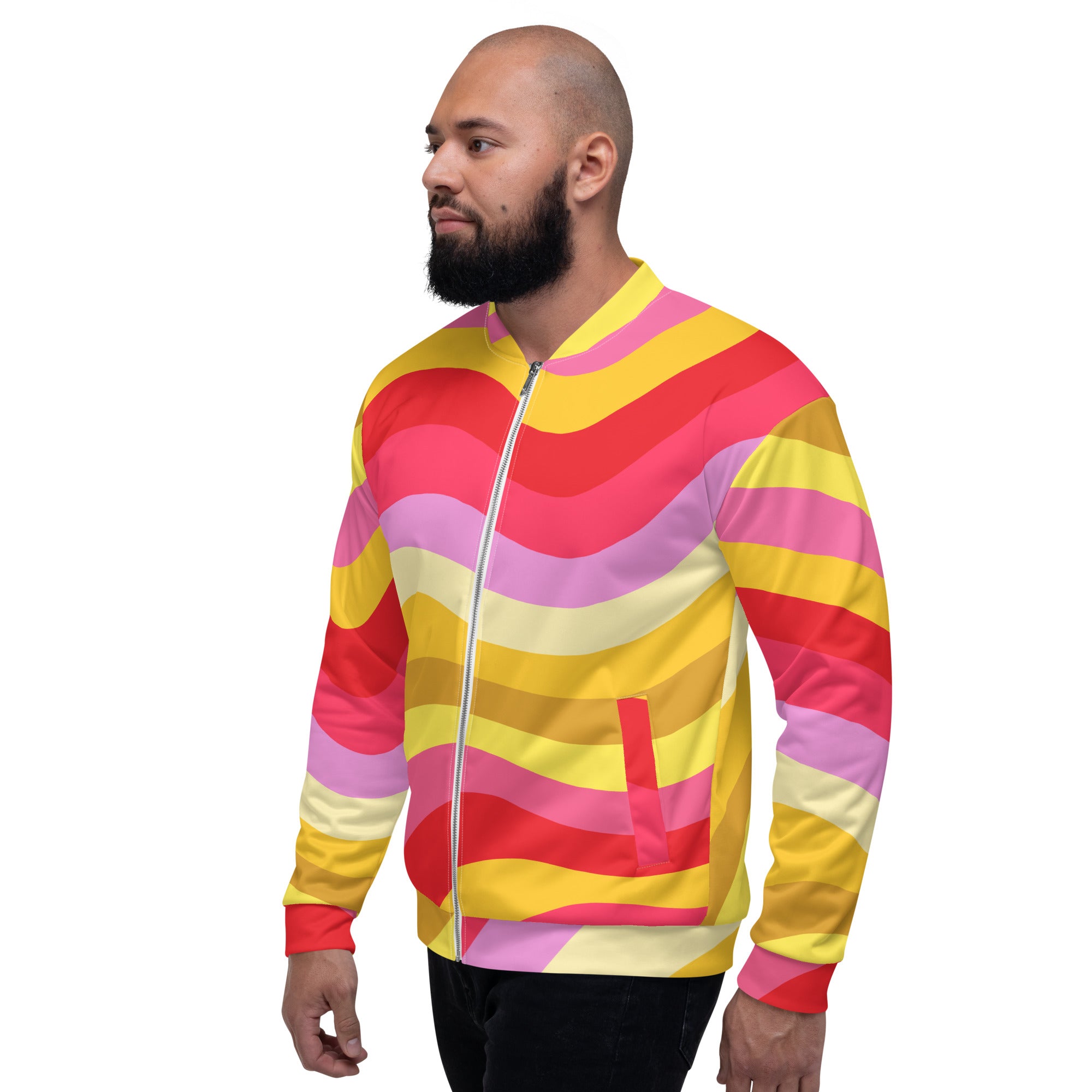 Colorful Unisex Bomber Jacket Hand-Sewn, And Oeko- Tex 100 Certified