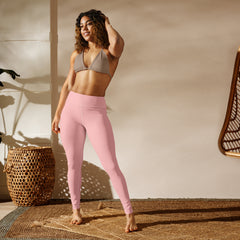 Premium Light Pink Yoga Leggings: Raised waistband