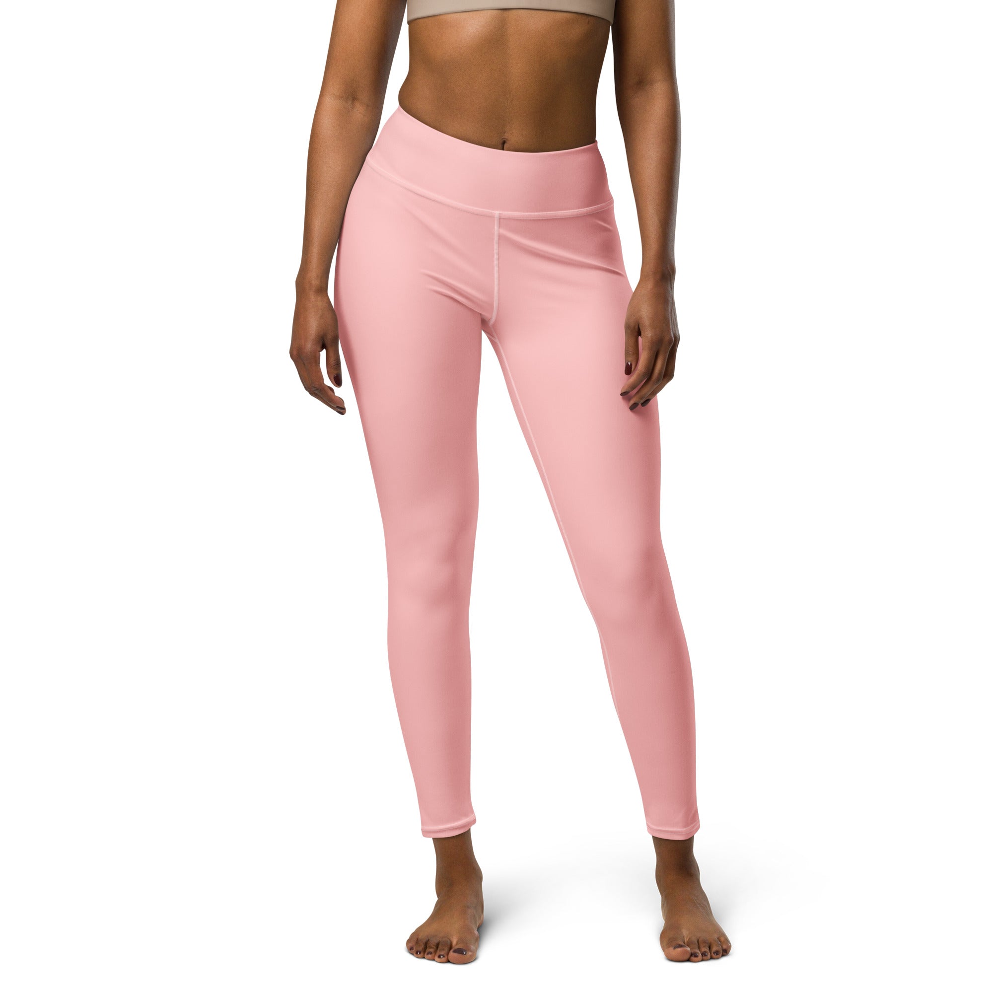 Premium Light Pink Yoga Leggings: Raised waistband