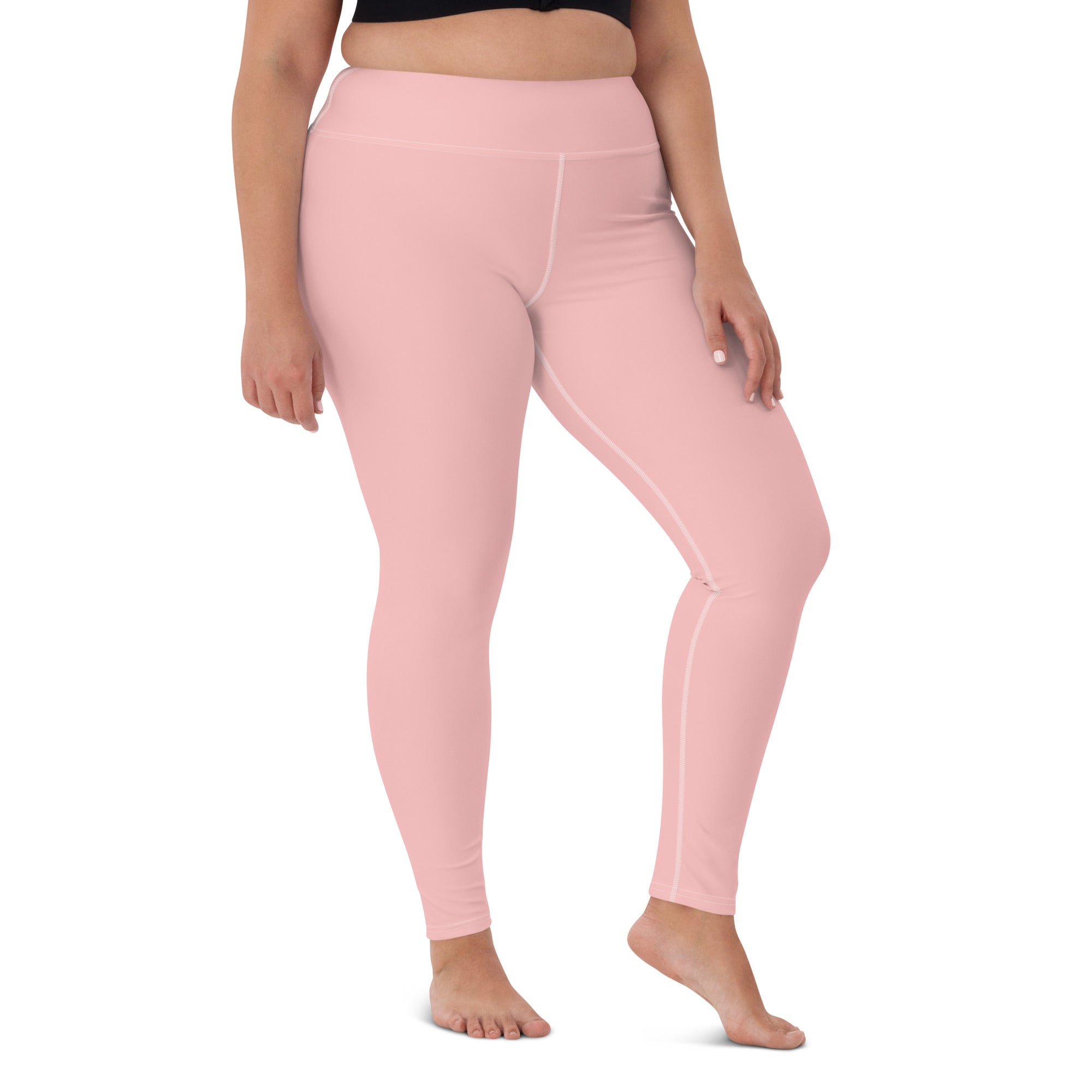 Premium Light Pink Yoga Leggings: Raised waistband