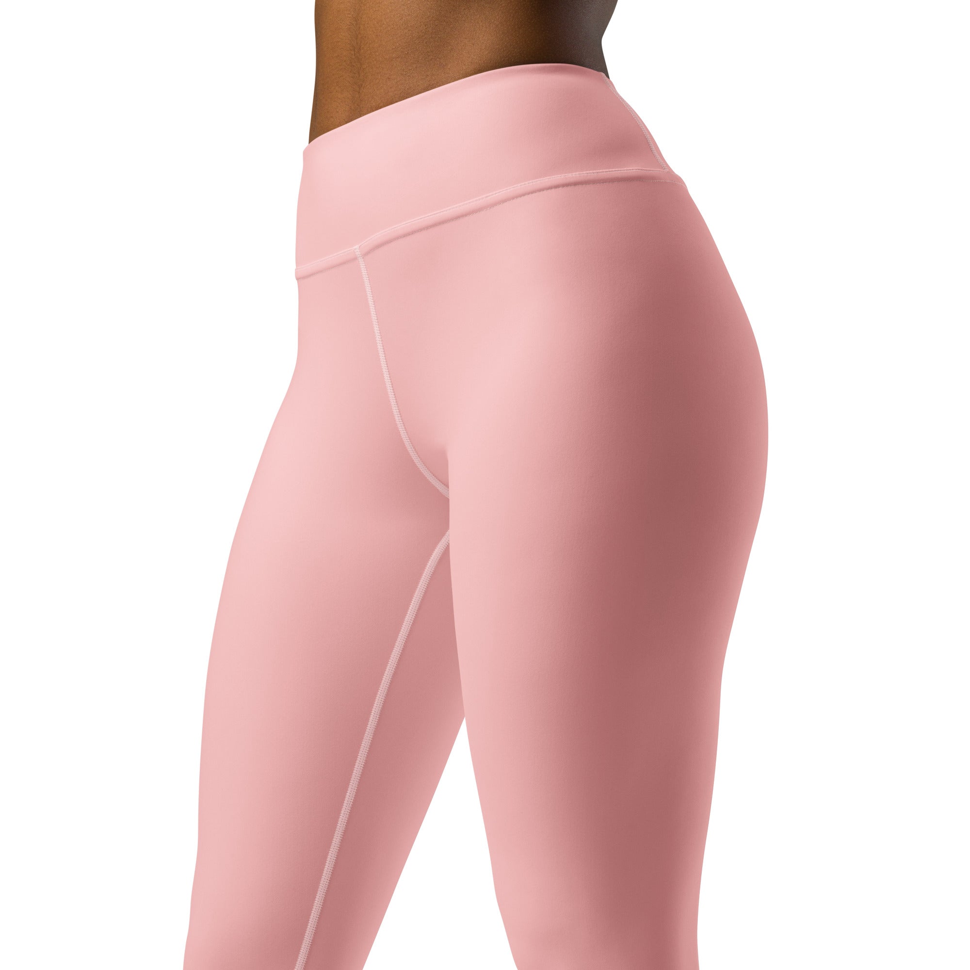 Premium Light Pink Yoga Leggings: Raised waistband