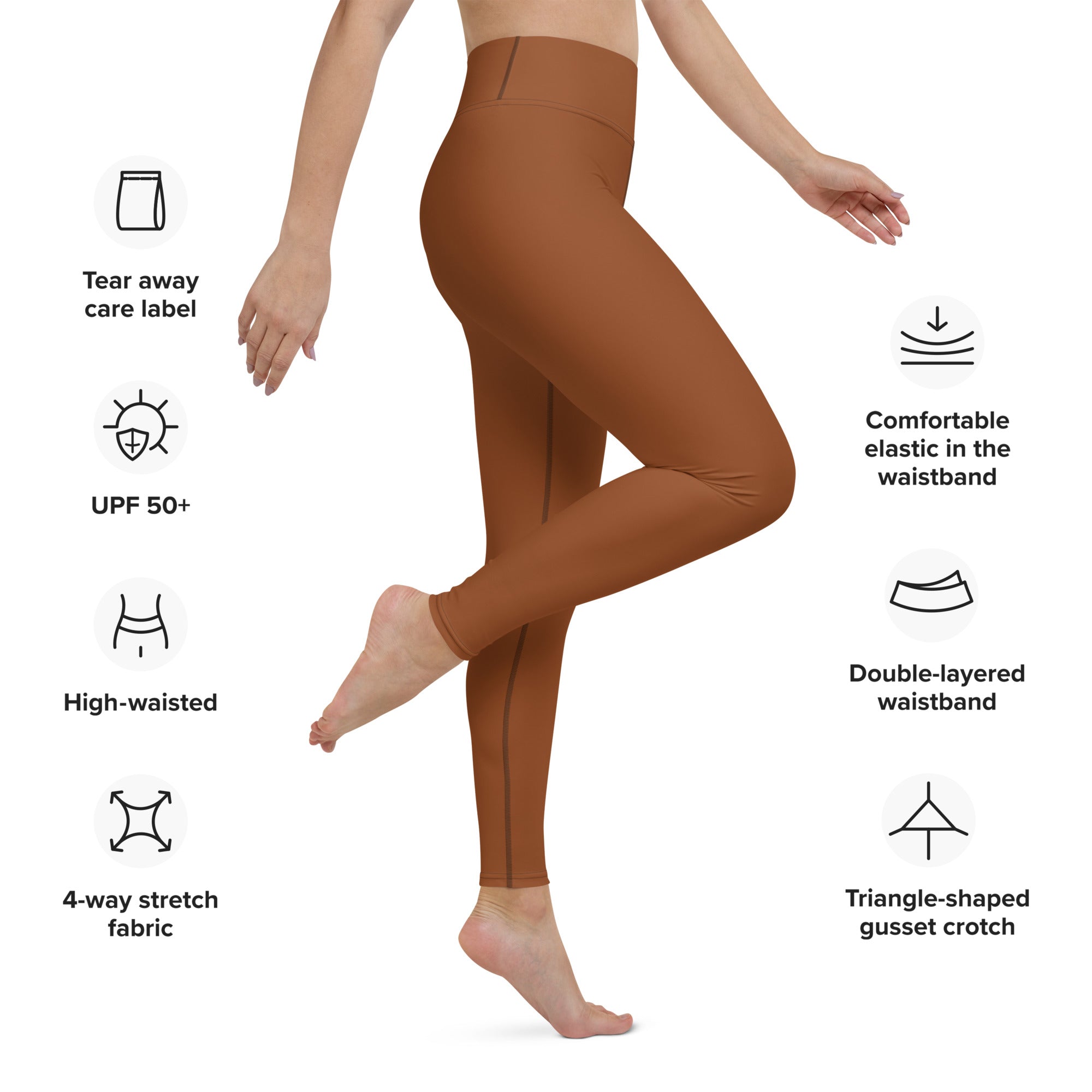 Premium Yoga Leggings - Flexible & Breathable - Sophisticated Saddle Brown Color