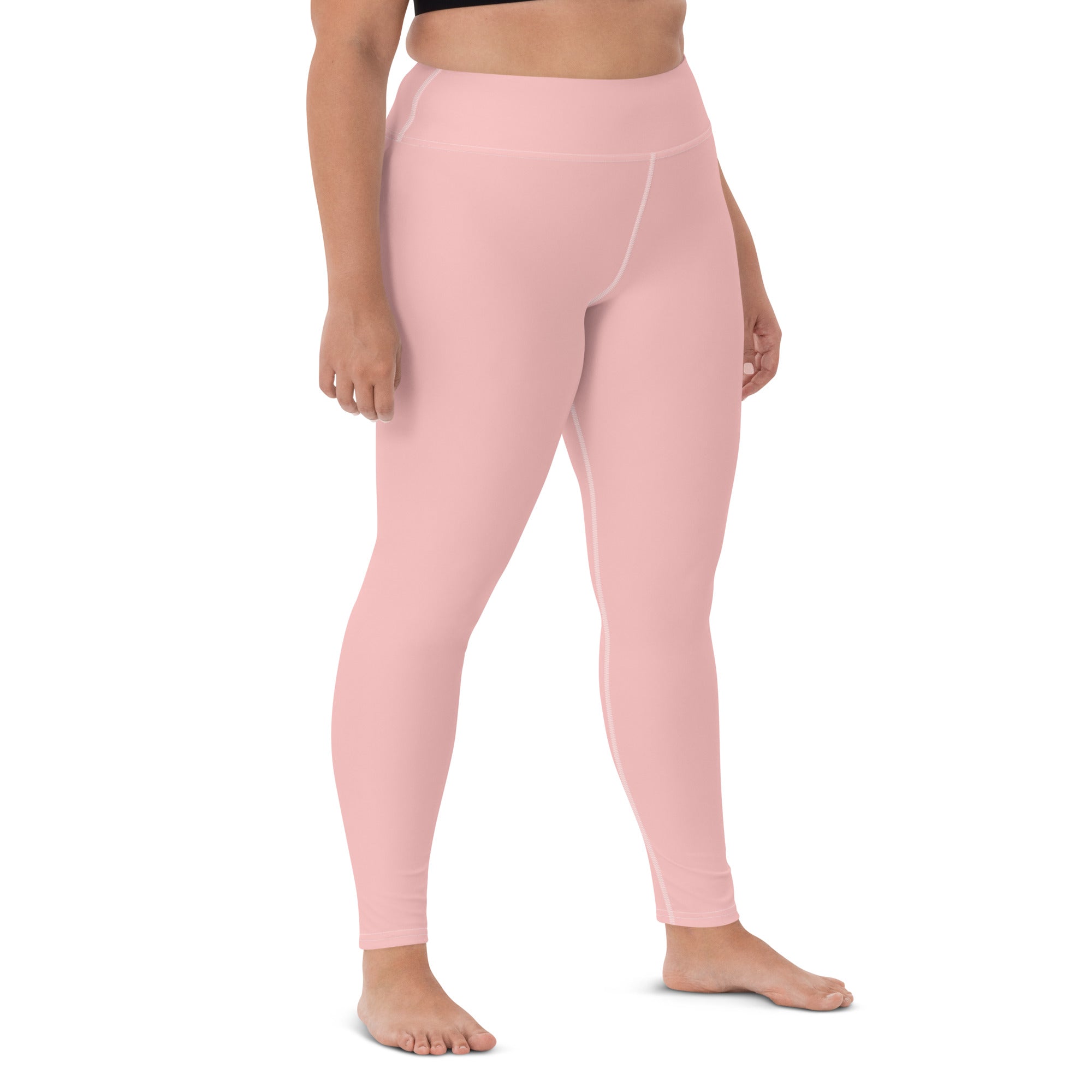 Premium Light Pink Yoga Leggings: Raised waistband