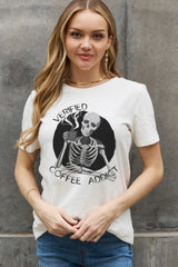 Full Size Verified Coffee Addict Graphic Cotton Tee