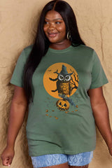 Full Size Holloween Theme Graphic Cotton T-Shirt