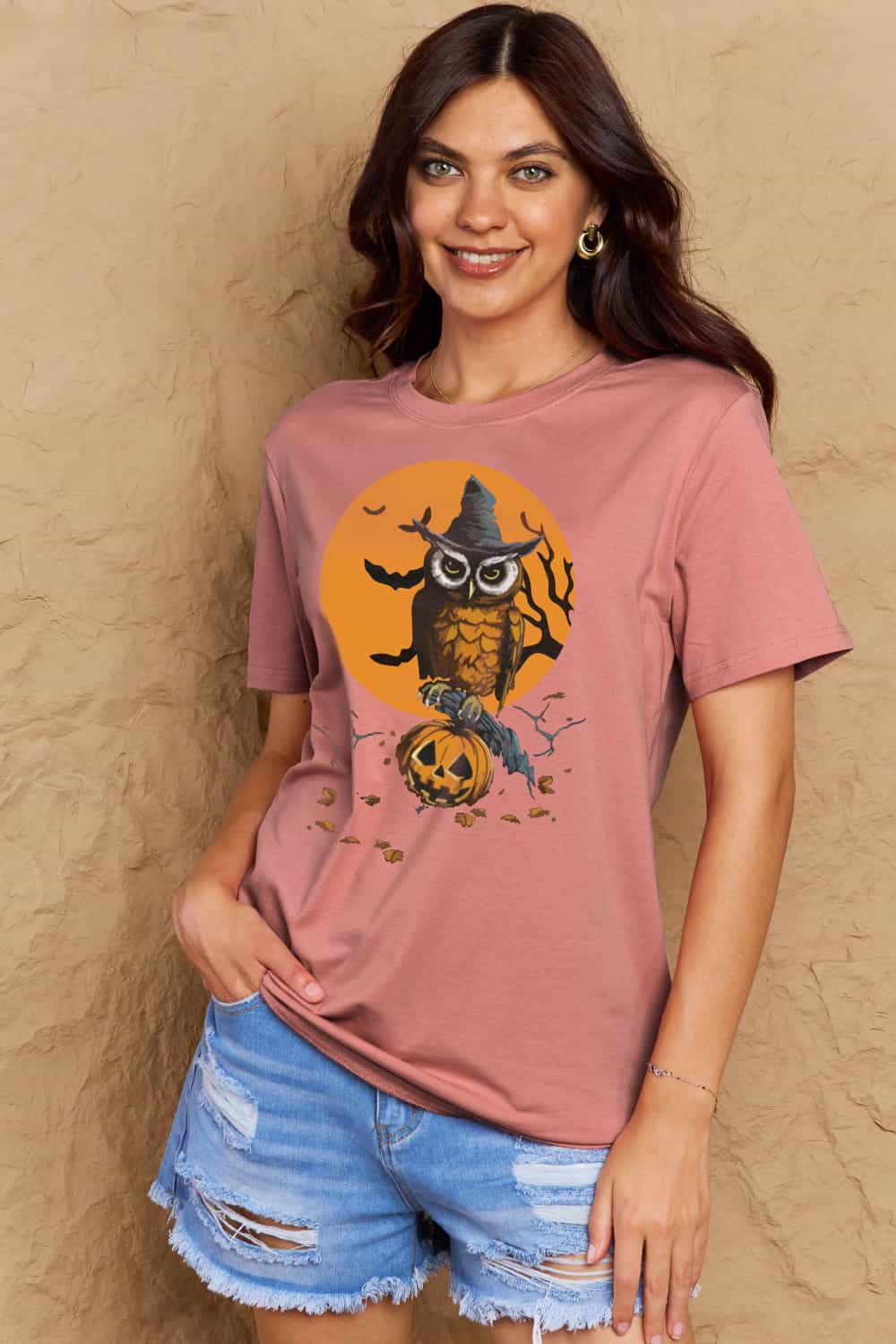 Full Size Holloween Theme Graphic Cotton T-Shirt