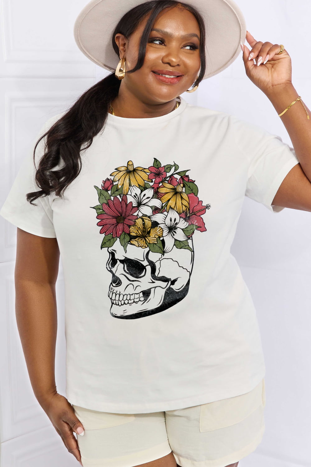 Full Size Skull Graphic Cotton Tee