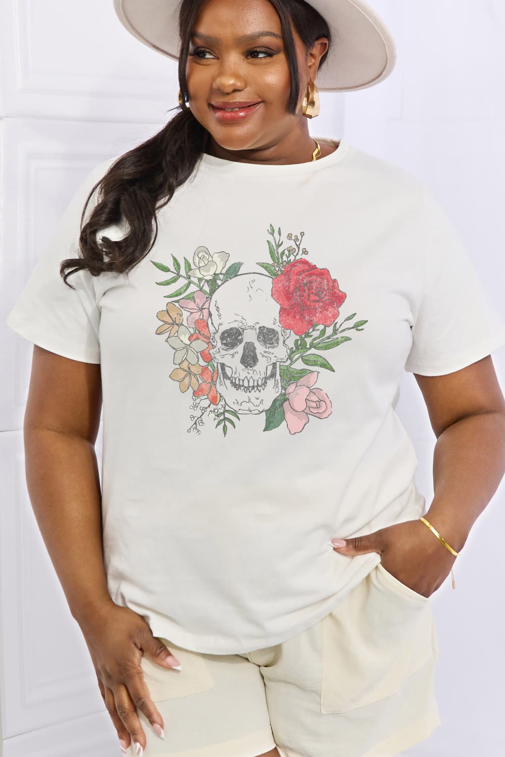 Full Size Skull Graphic Cotton Tee