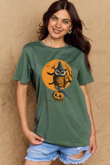 Full Size Holloween Theme Graphic Cotton T-Shirt