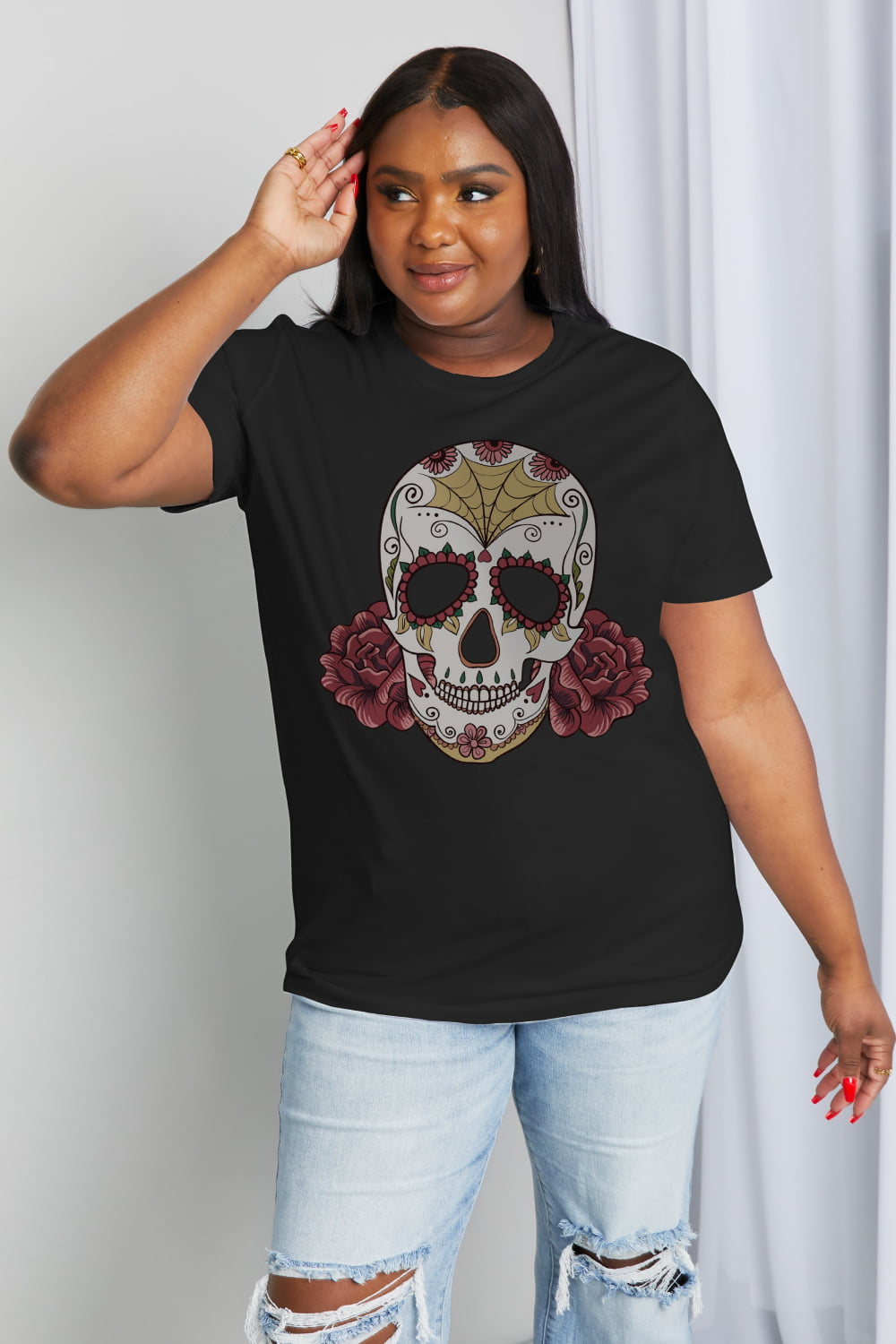 Full Size Skull Graphic Cotton Tee