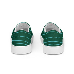 Green Strip Abstract Pattern Men’s Slip-On Canvas Shoes Comfortabl and stylish