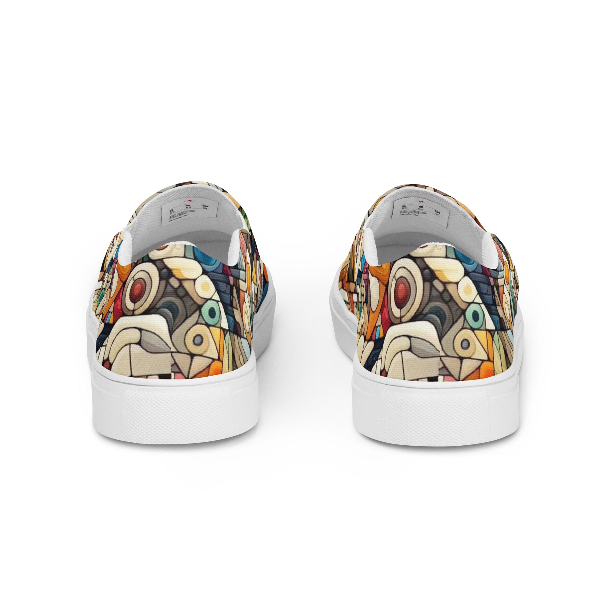 Men’s slip-on canvas shoes With Vibrant Geometric Pattern - Comfortable, Durable & Stylish