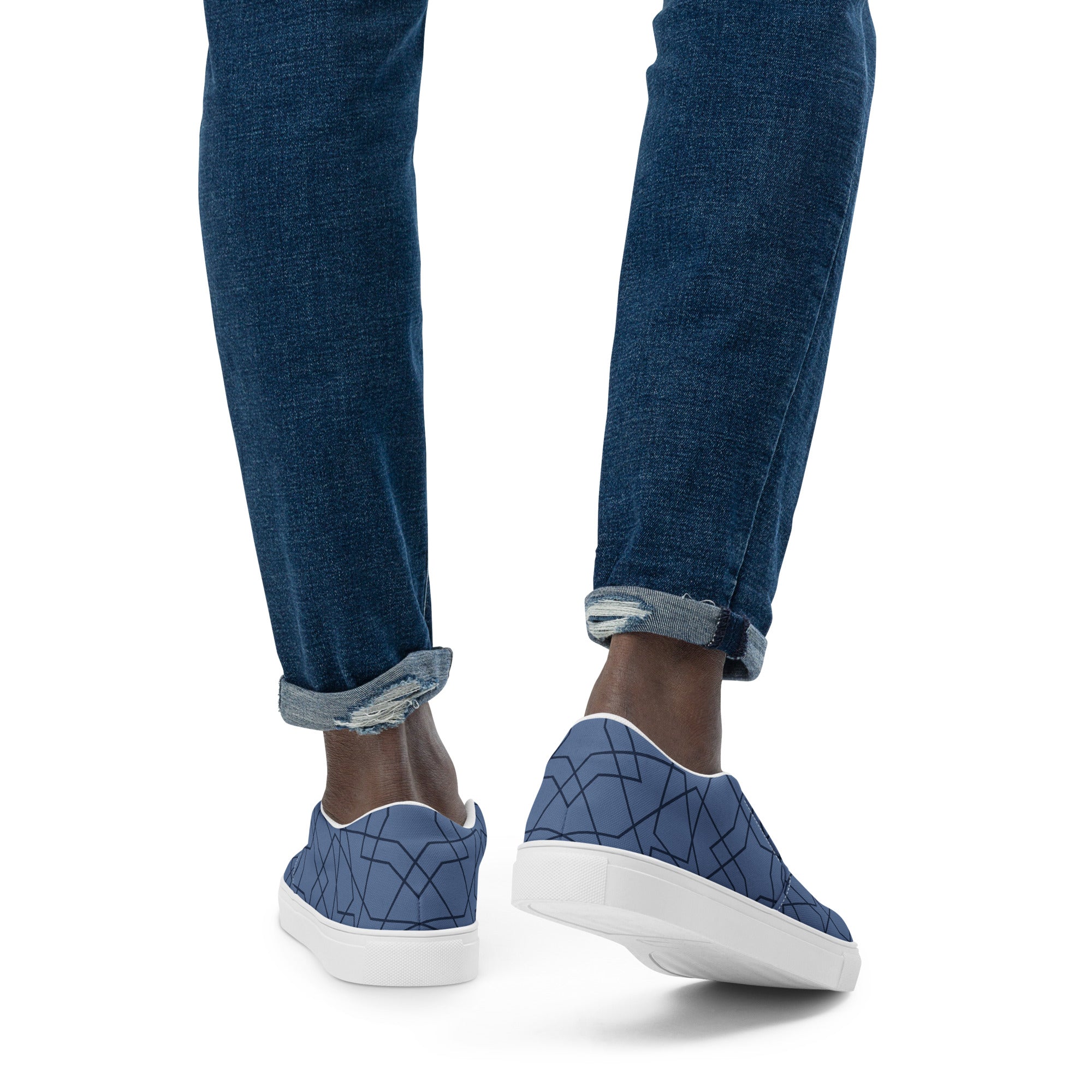 Men’s Handmade Modern Geometric Slip-On Canvas Shoes with Breathable Lining - Comfort Meets Craftsmanship