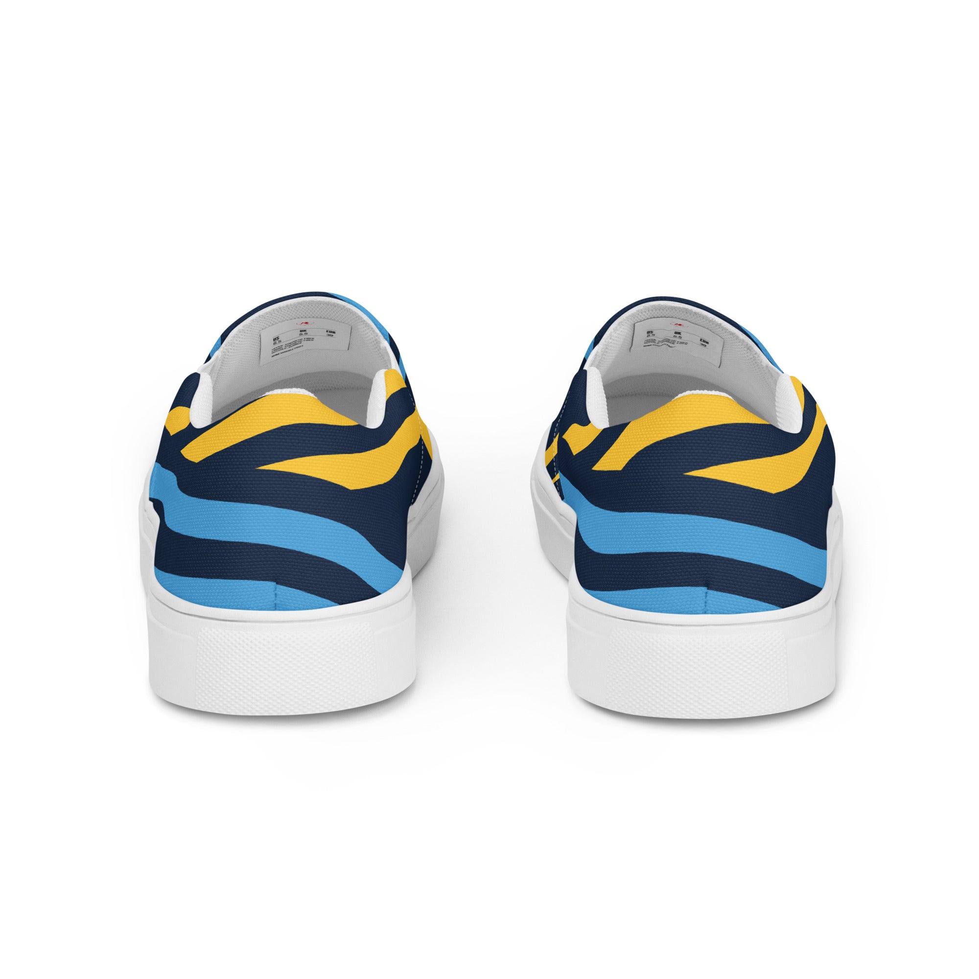 Men’s Blue and Yellow Stripes Slip-On Canvas Shoes - Handmade, Breathable, and Comfortable Footwear