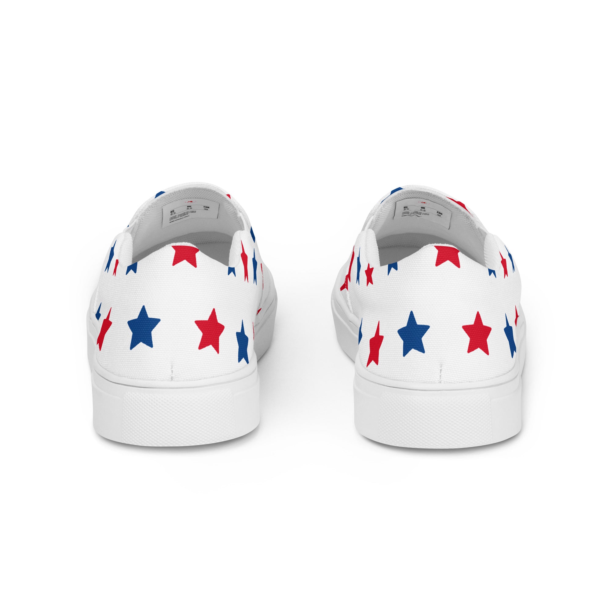 Men’s USA Red and Blue Stars Slip-On Canvas Shoes - Handmade, Breathable, and Comfortable Footwear