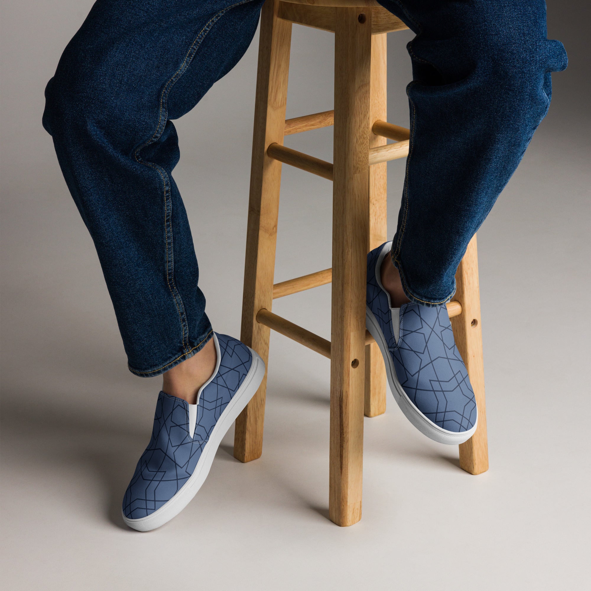 Men’s Handmade Modern Geometric Slip-On Canvas Shoes with Breathable Lining - Comfort Meets Craftsmanship