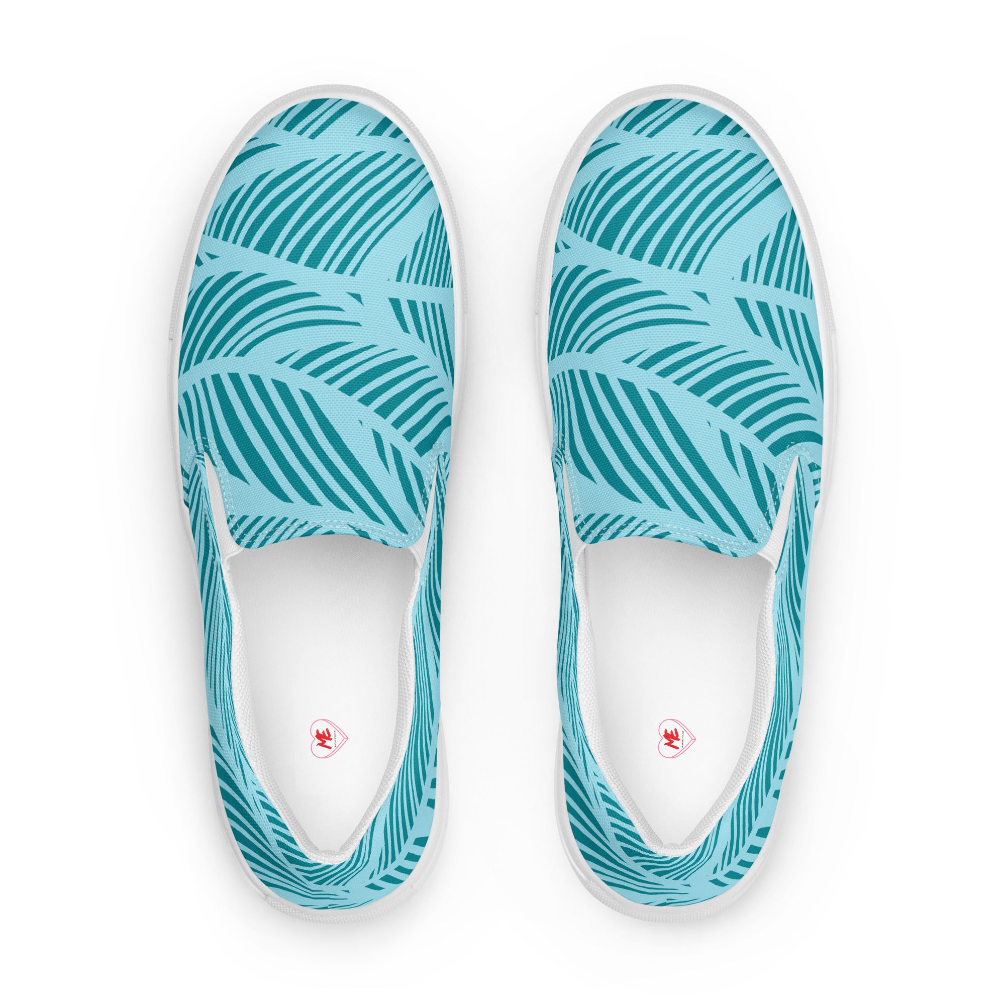 Men’s Tropical Aqua Palm Slip-On Canvas Shoes with Breathable Lining - Comfort Meets Craftsmanship