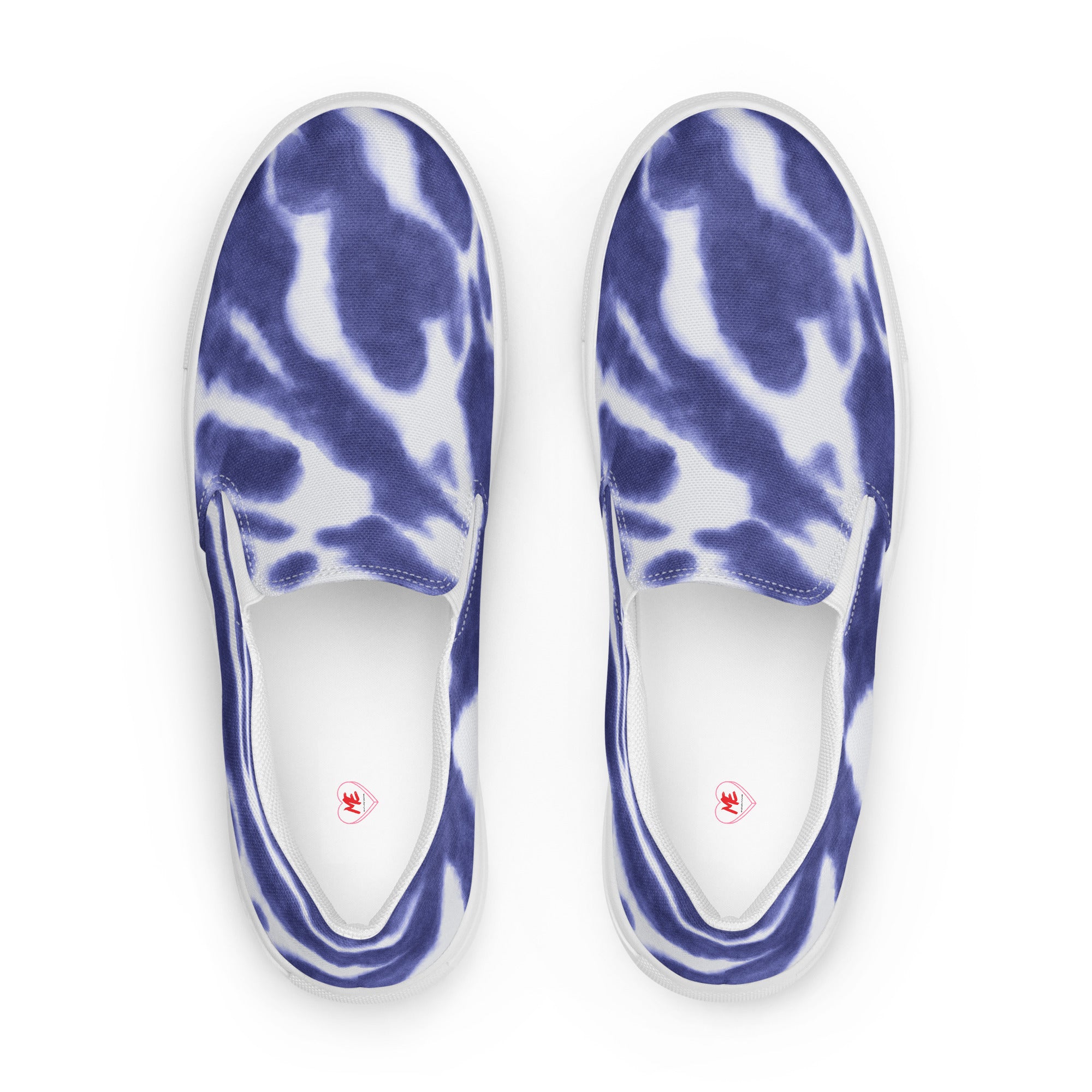 Men’s Handmade Navy Tie-Dye Slip-On Canvas Shoes with Breathable Lining - Comfort Meets Style