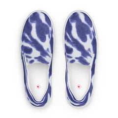 Men’s Handmade Navy Tie-Dye Slip-On Canvas Shoes with Breathable Lining - Comfort Meets Style