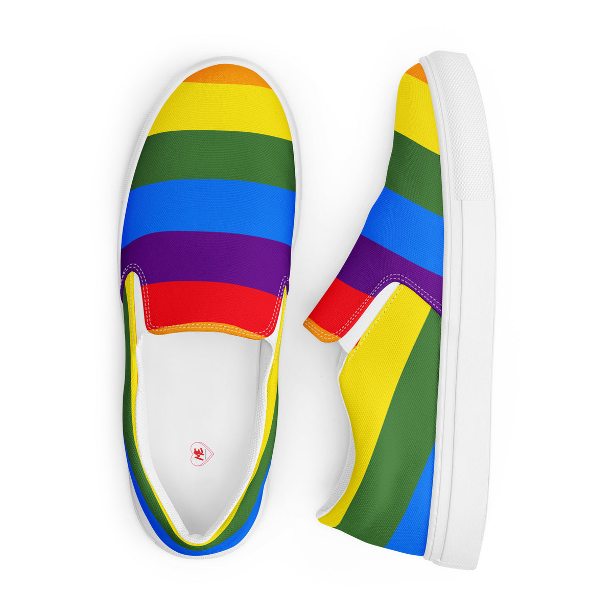 Men’s Handmade Pride Color Slip-On Canvas Shoes with Breathable Lining - Comfort Meets Diversity