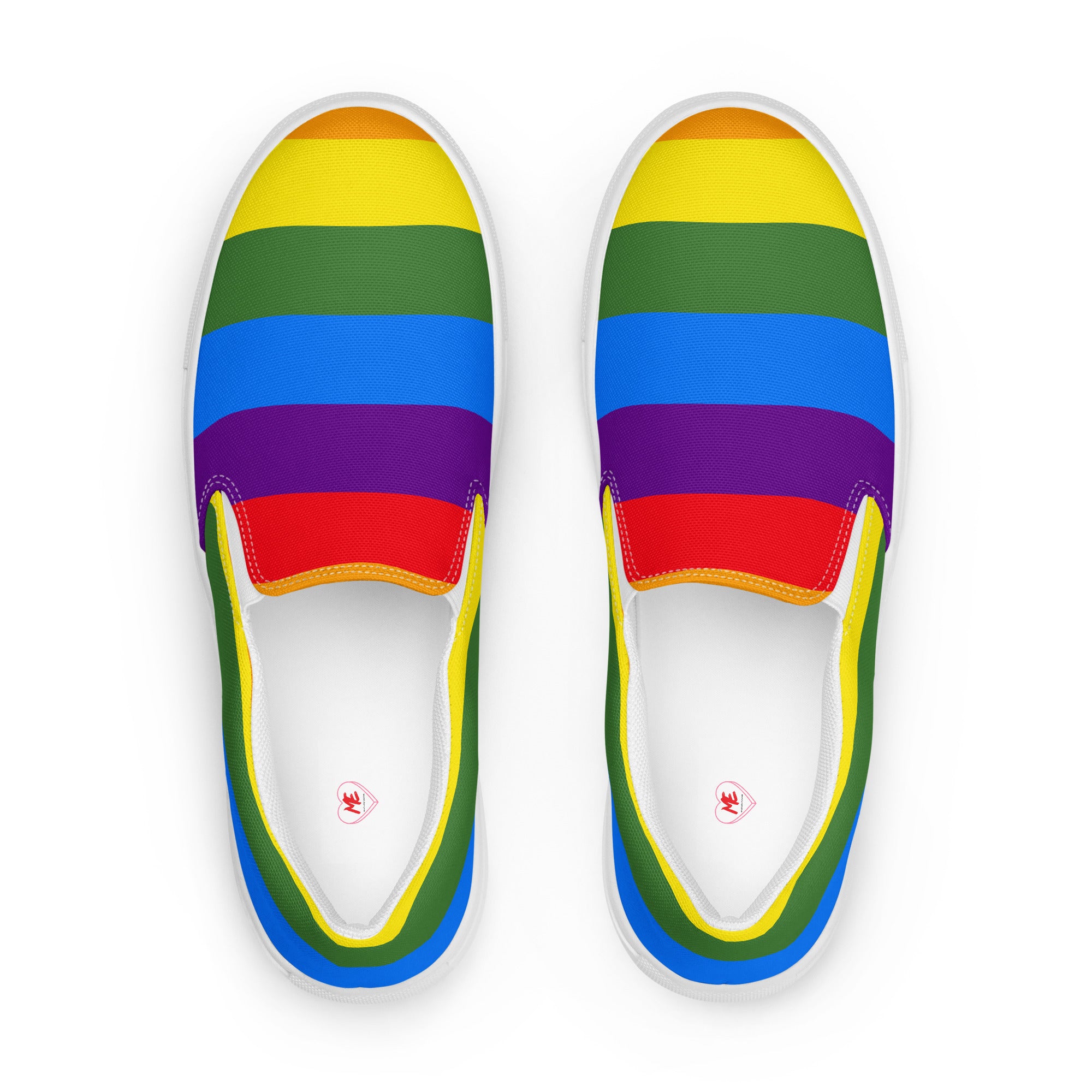 Men’s Handmade Pride Color Slip-On Canvas Shoes with Breathable Lining - Comfort Meets Diversity