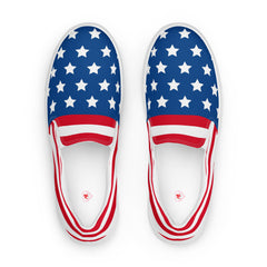 Men’s USA Pattern Slip-On Canvas Shoes - Handmade, Breathable, and Comfortable Footwear