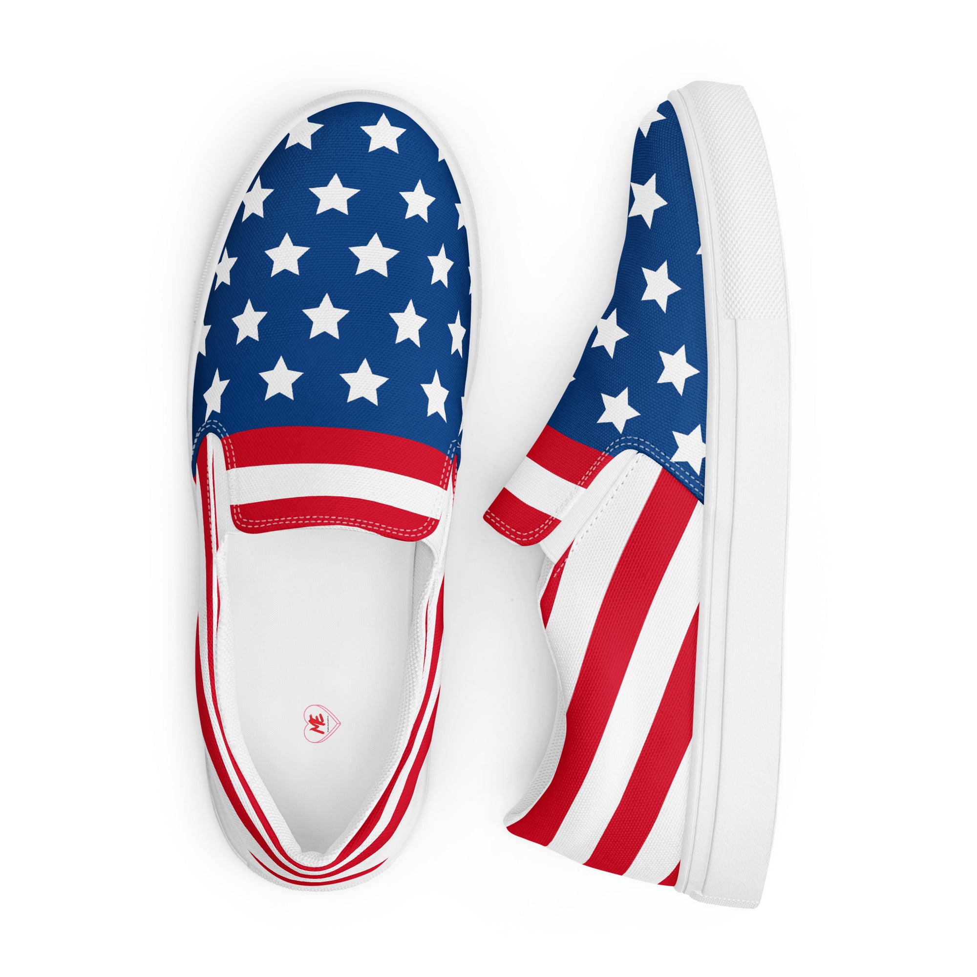 Men’s USA Pattern Slip-On Canvas Shoes - Handmade, Breathable, and Comfortable Footwear