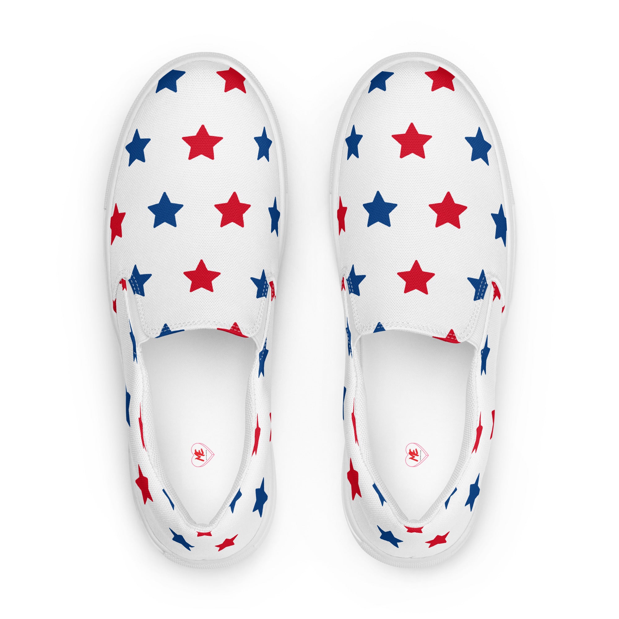 Men’s USA Red and Blue Stars Slip-On Canvas Shoes - Handmade, Breathable, and Comfortable Footwear