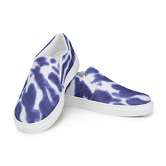 Men’s Handmade Navy Tie-Dye Slip-On Canvas Shoes with Breathable Lining - Comfort Meets Style