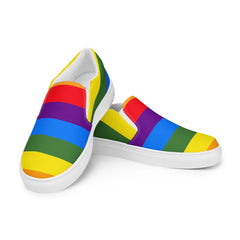 Men’s Handmade Pride Color Slip-On Canvas Shoes with Breathable Lining - Comfort Meets Diversity