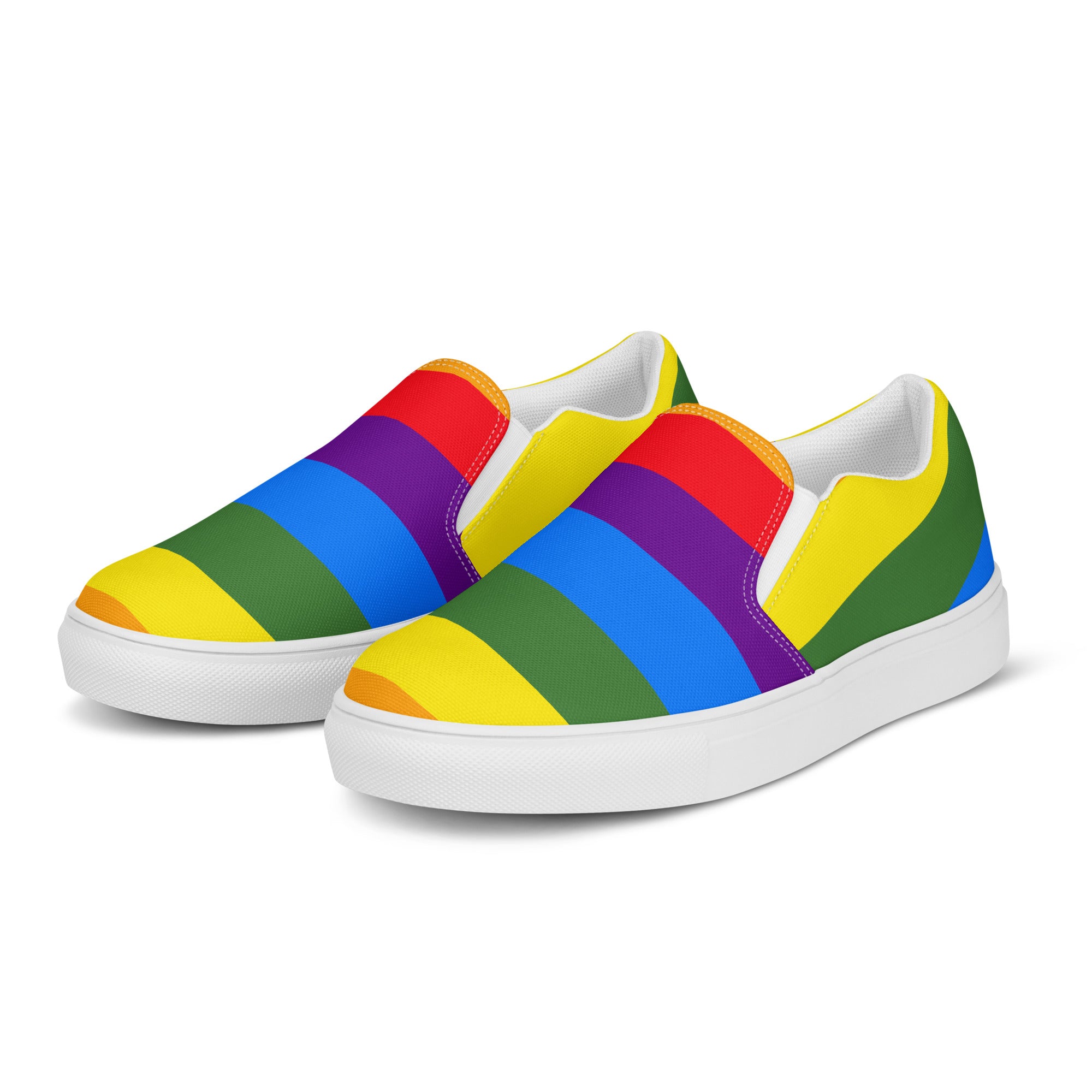 Men’s Handmade Pride Color Slip-On Canvas Shoes with Breathable Lining - Comfort Meets Diversity