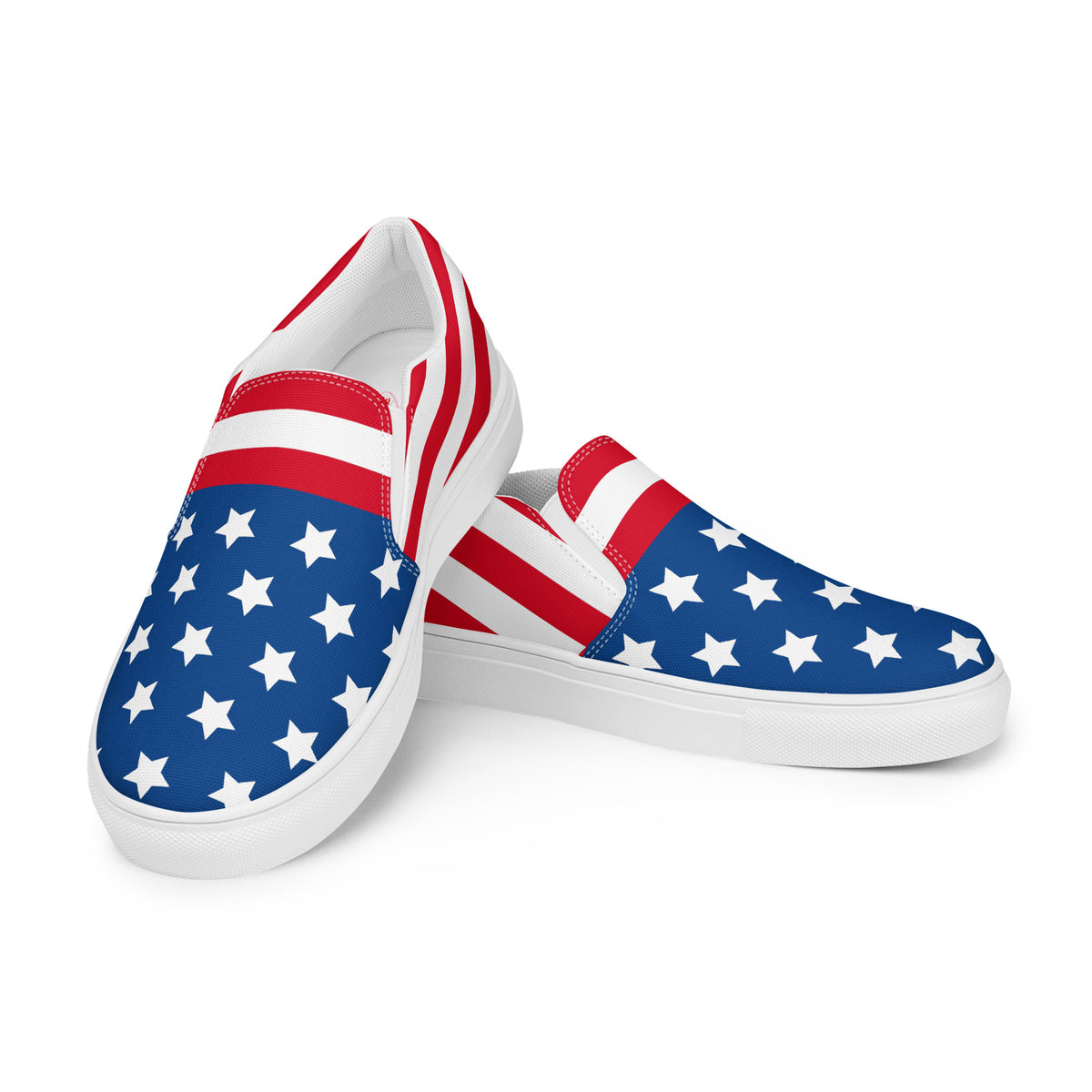 Men’s USA Pattern Slip-On Canvas Shoes - Handmade, Breathable, and Comfortable Footwear