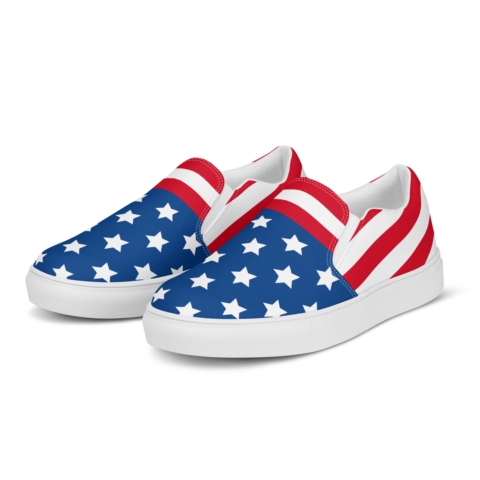 Men’s USA Pattern Slip-On Canvas Shoes - Handmade, Breathable, and Comfortable Footwear