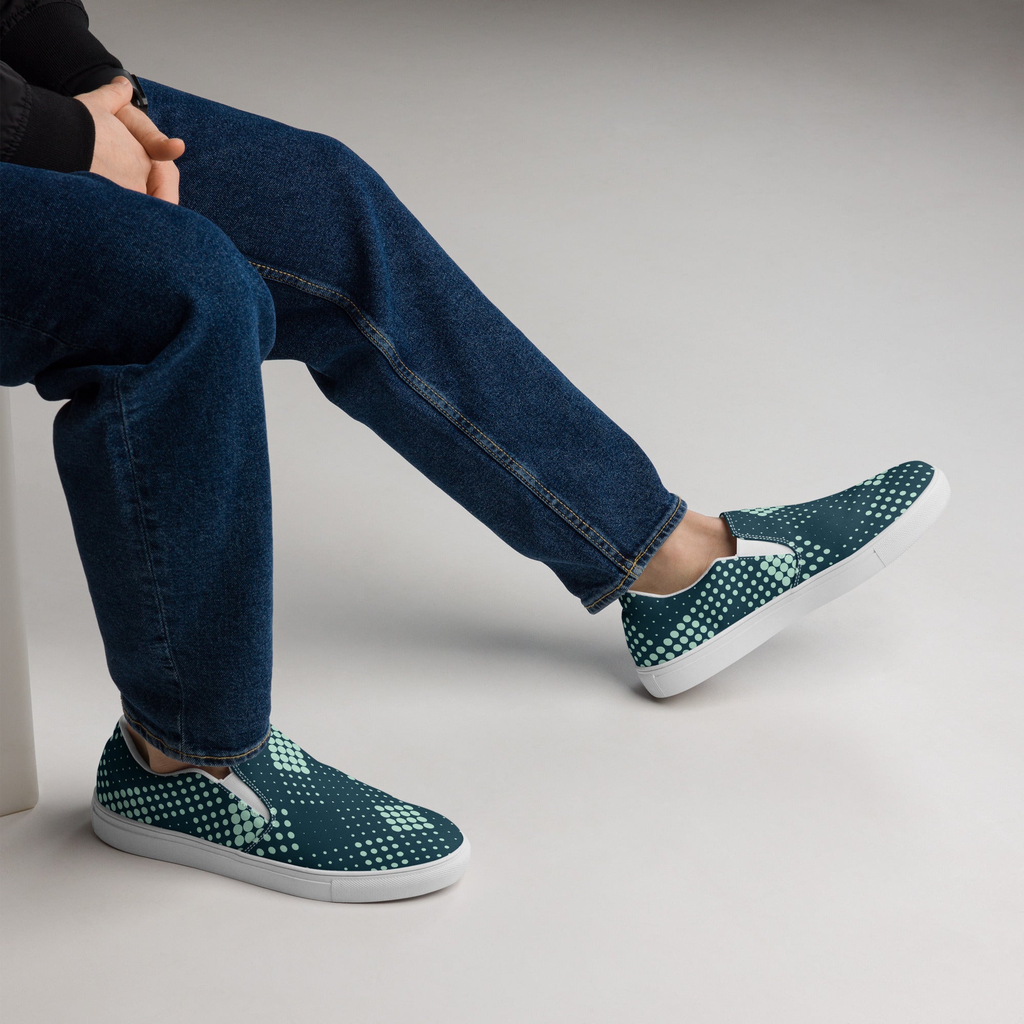 Men’s Edgy Diamond Slip-On Canvas Shoes - Handmade, Breathable, and Comfortable Footwear