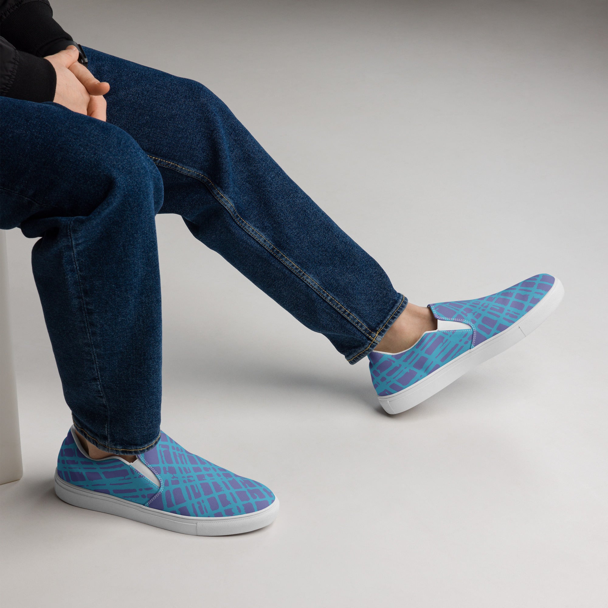 Men’s Modern Abstract Slip-On Canvas Shoes - Handmade, Breathable,and Comfortable Footwear