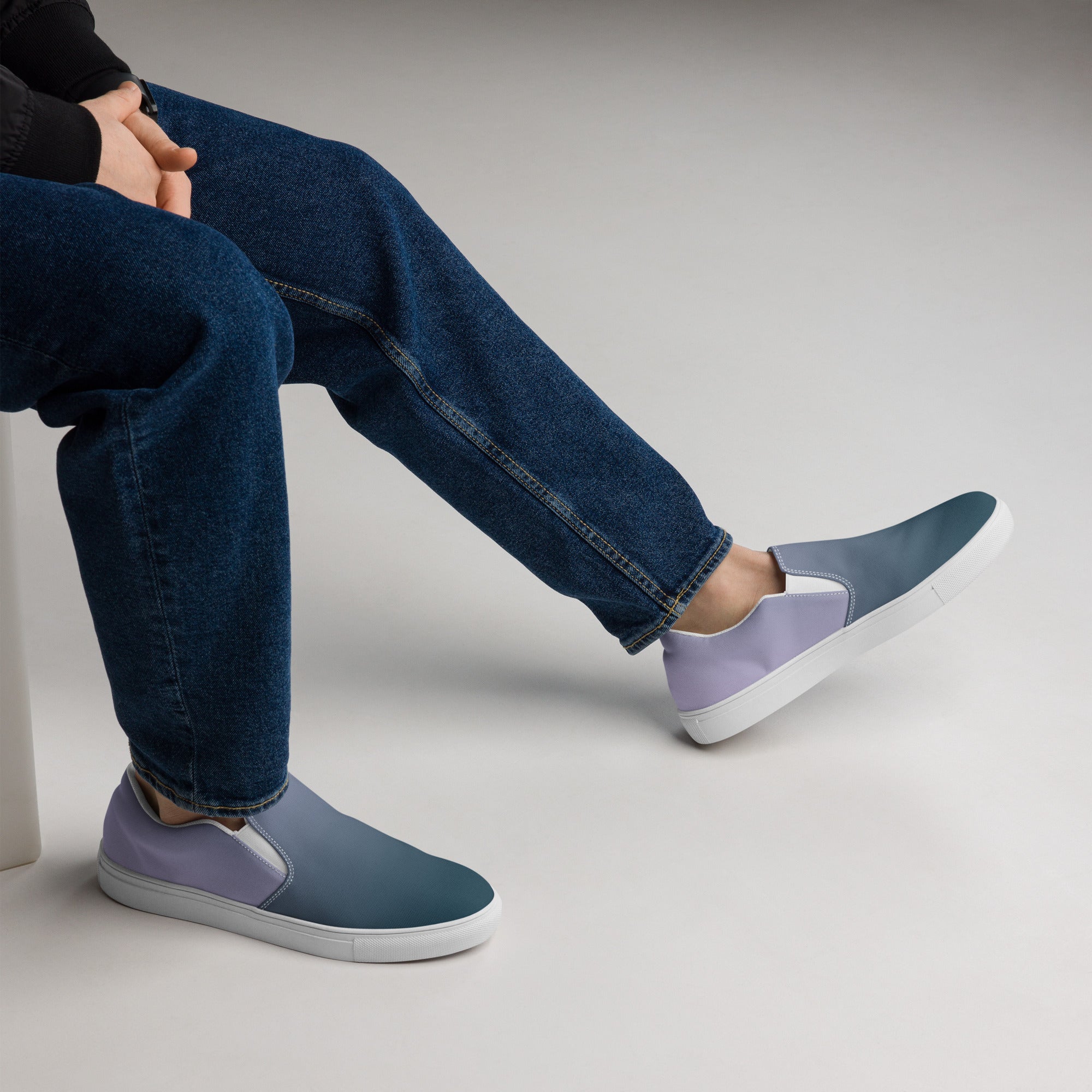 Men’s Gradient Pattern Slip-On Canvas Shoes - Handmade, Breathable, and Comfortable Footwear