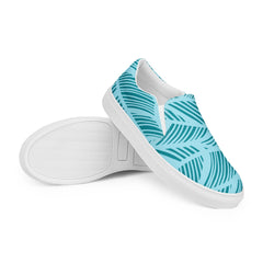 Men’s Tropical Aqua Palm Slip-On Canvas Shoes with Breathable Lining - Comfort Meets Craftsmanship