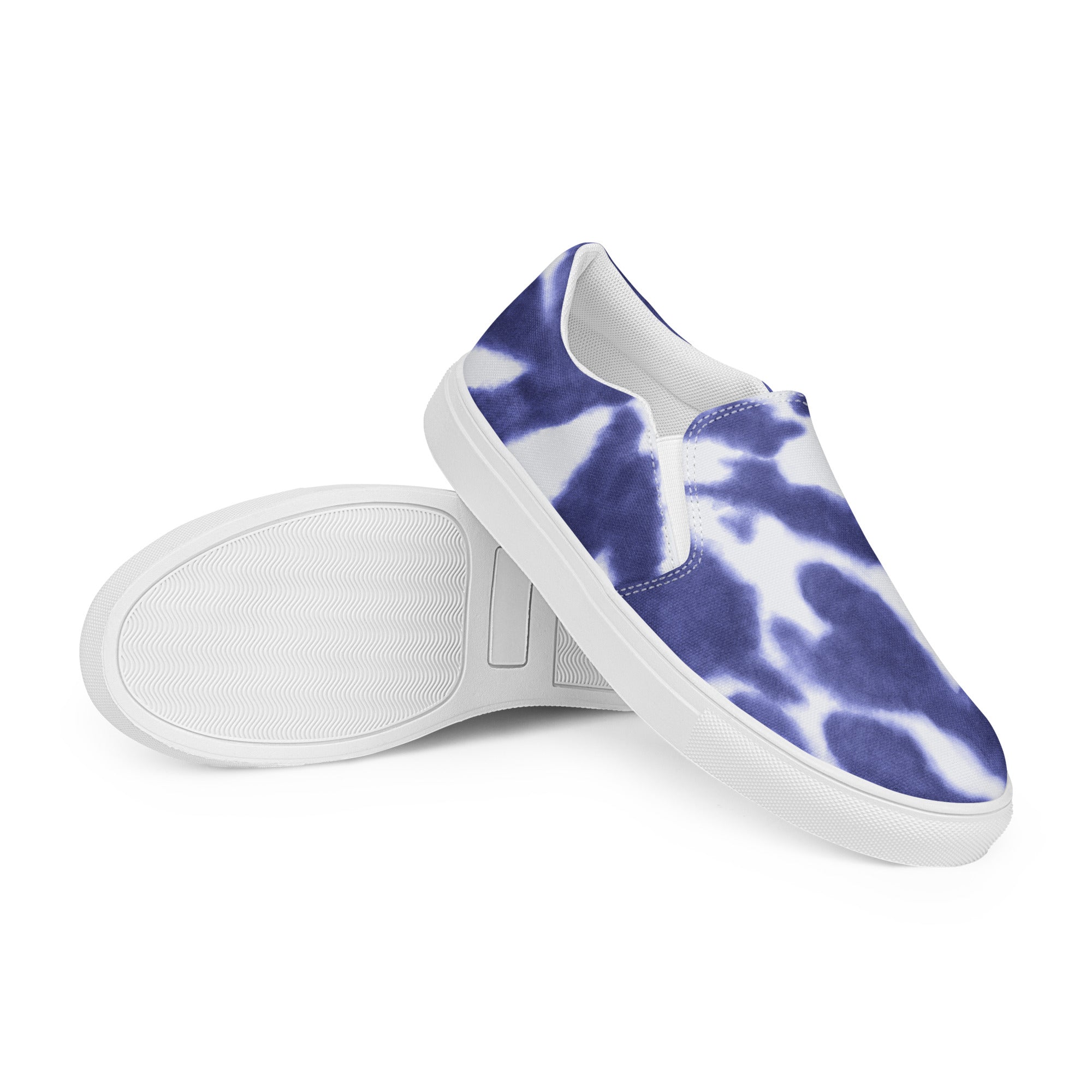 Men’s Handmade Navy Tie-Dye Slip-On Canvas Shoes with Breathable Lining - Comfort Meets Style