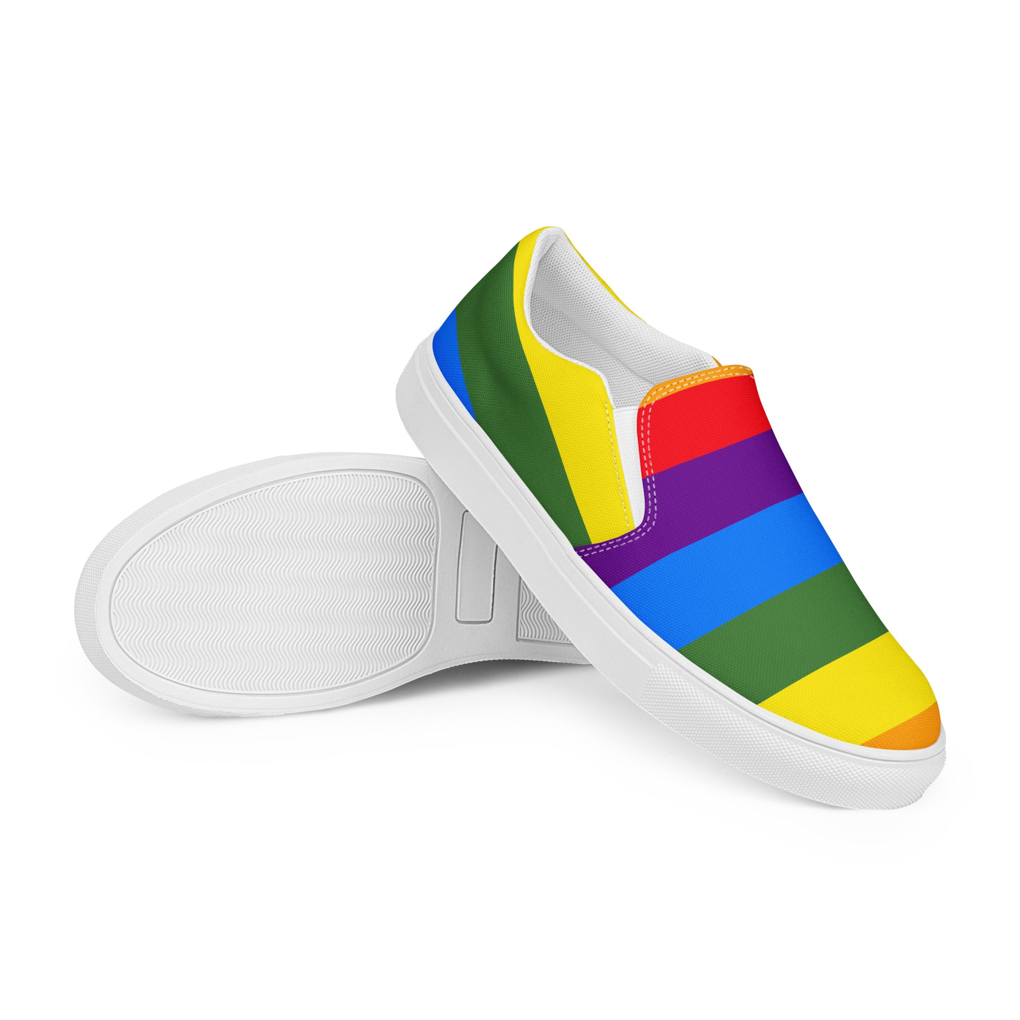 Men’s Handmade Pride Color Slip-On Canvas Shoes with Breathable Lining - Comfort Meets Diversity