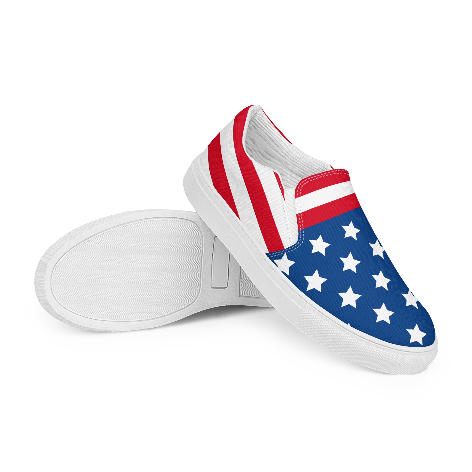 Men’s USA Pattern Slip-On Canvas Shoes - Handmade, Breathable, and Comfortable Footwear