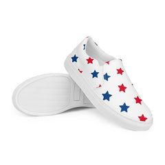 Men’s USA Red and Blue Stars Slip-On Canvas Shoes - Handmade, Breathable, and Comfortable Footwear