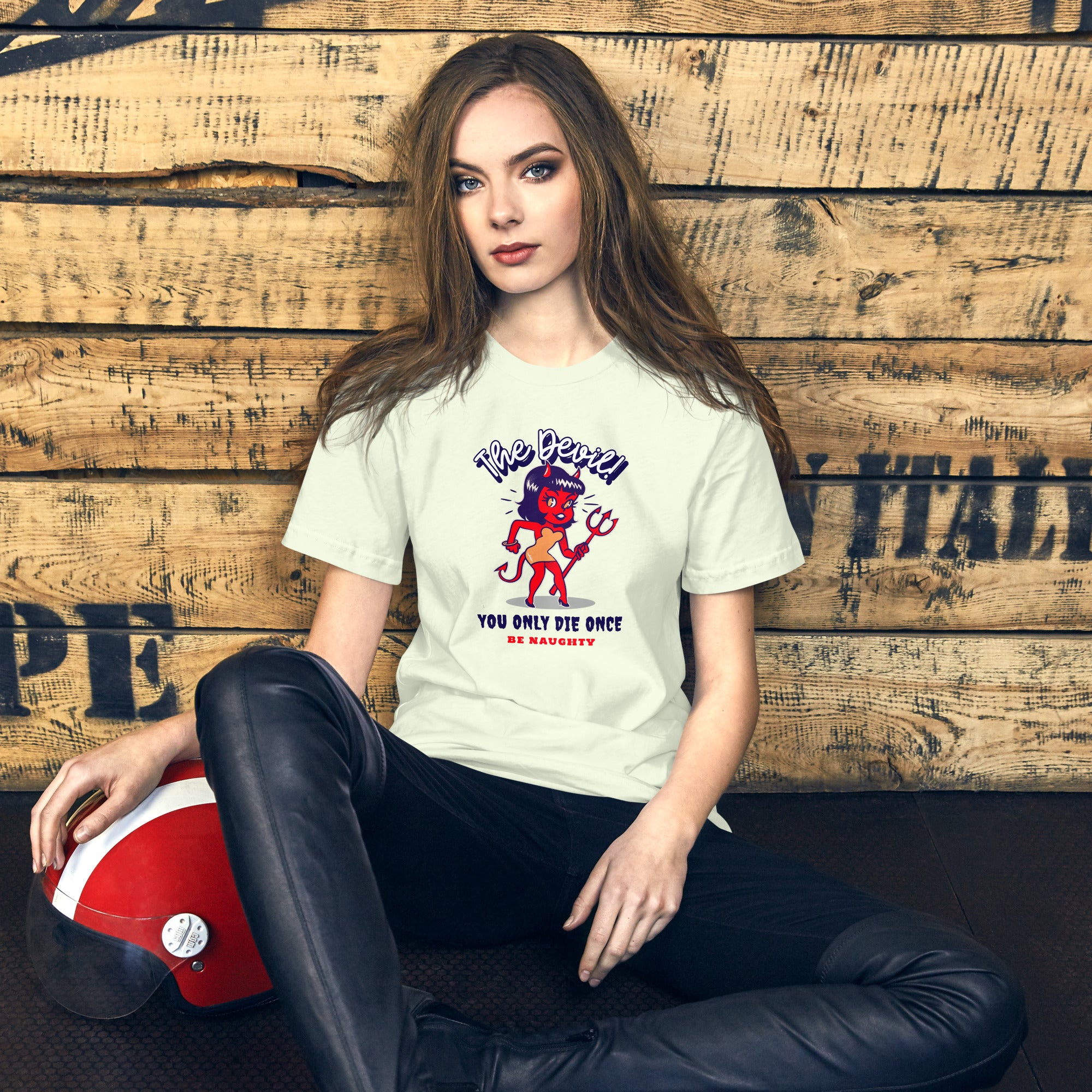 Unisex Staple T-Shirt - The Devil You Only Die Once, Be Naughty