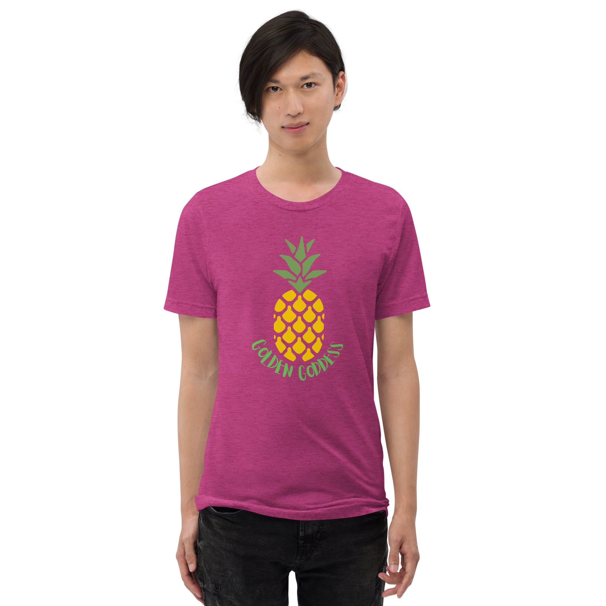 Unisex Tri-Blend Golden Goddess T-Shirt: Comfortable, Elastic & Durable